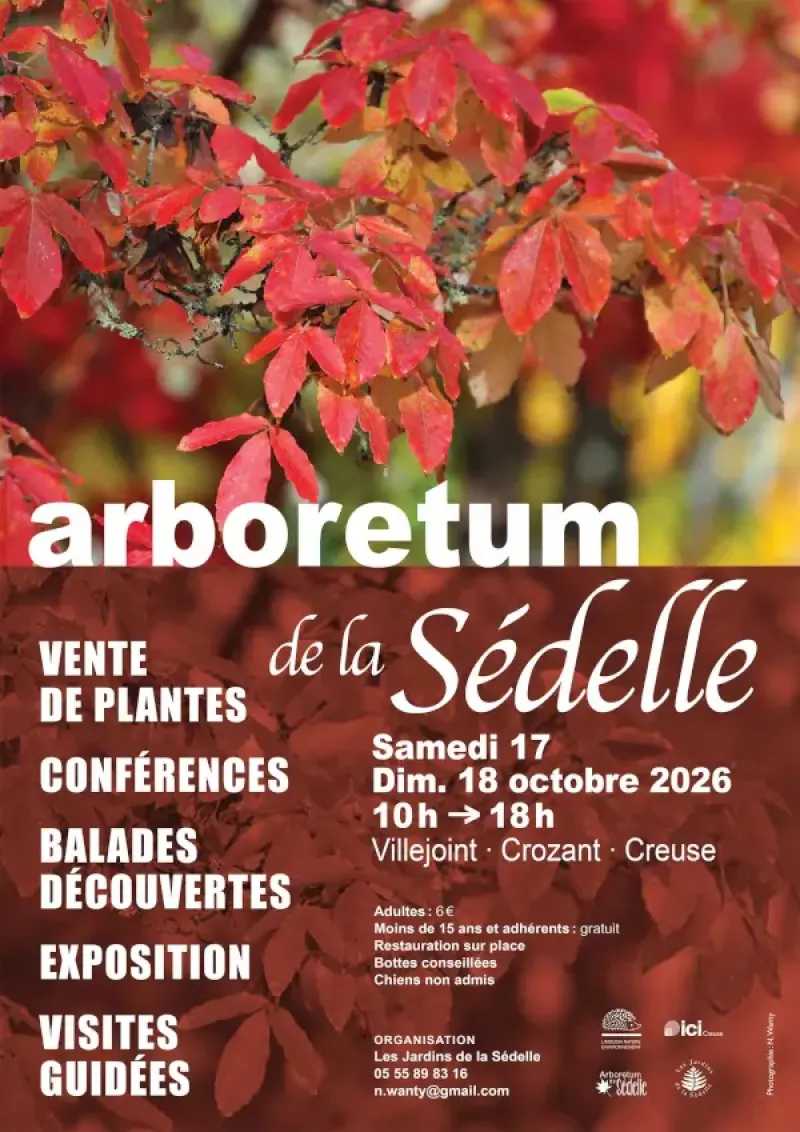 affiche animations arboretum de la Sedelle automne 2026